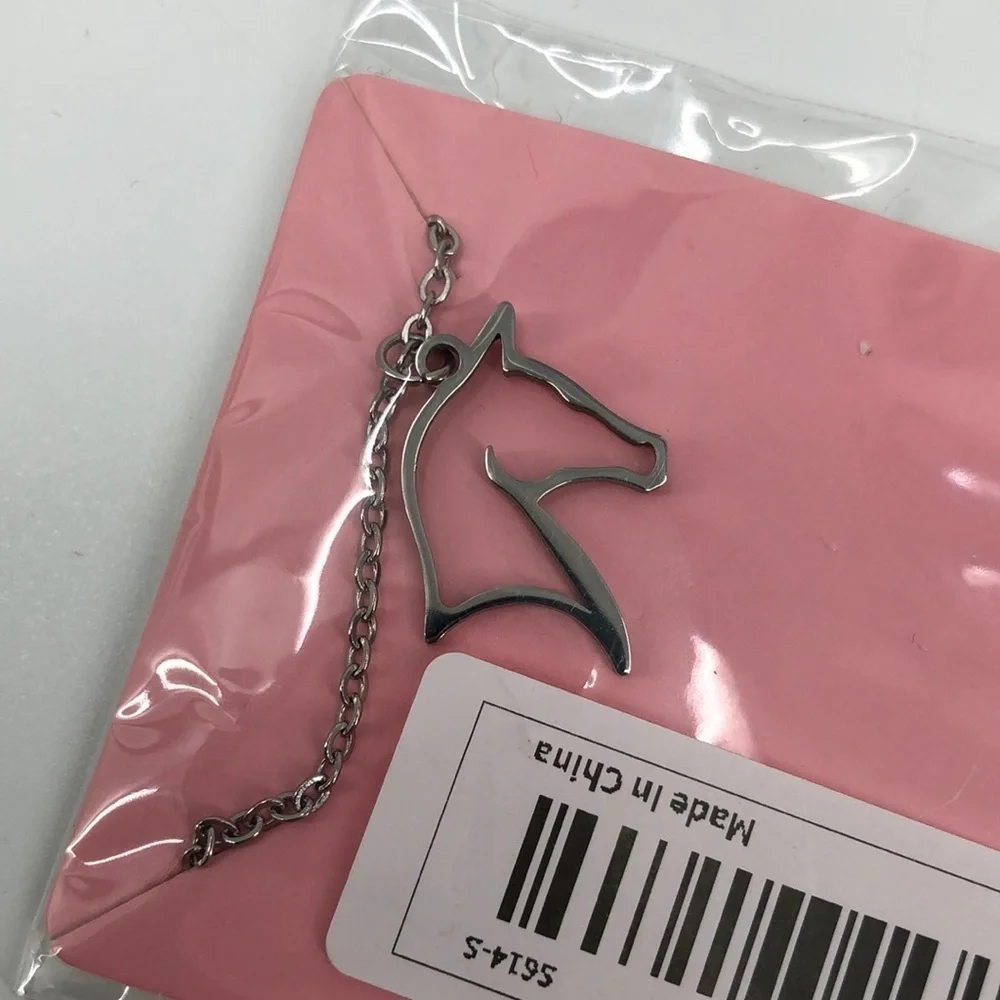 3/$25 Stainless Steel Horse Head Silhouette Silver Tone Necklace
